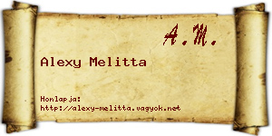 Alexy Melitta névjegykártya